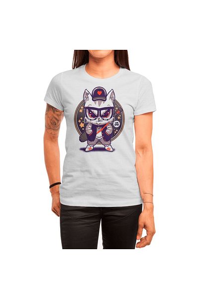 Fizello Tricou alb unisex pentru bărbați și femei - Design Bad Cute Cat