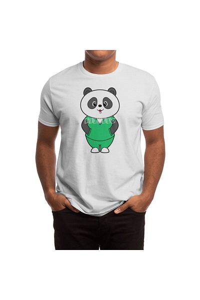 Fizello Ανδρικό και γυναικείο μπλουζάκι Unisex White Panda Nurse Smock