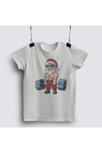 Fizello Μπλουζάκι Santa Deadlift Fitness Gym - Unisex White T-shirt, τέλειο για άνδρες και γυναίκες