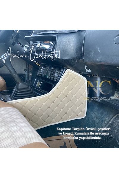 ncotodizayn Cream Tofaş Compatible Center Console Side Covering Quilted Fabric