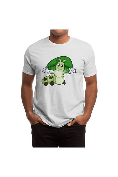 Fizello Bílé tričko pro muže a ženy - Caterpillar With Leaf Unisex Design