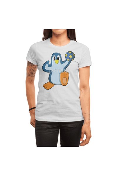 Fizello Tricou cu spatulă de handbal pentru bărbați și femei cu model pinguin Tricou alb unisex
