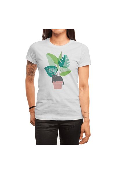 Fizello Λευκό μπλουζάκι Monstera Kitty για άνδρες και γυναίκες