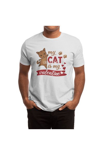 Fizello My Cat Is My Valentine - Λευκό μπλουζάκι Unisex, Καφέ μπλουζάκι Mom Cat για γυναίκες και άνδρες