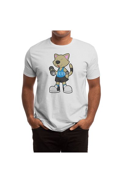 Fizello Tricou Cat Fitness Dumbbell - Bărbați, Femei, Unisex Alb
