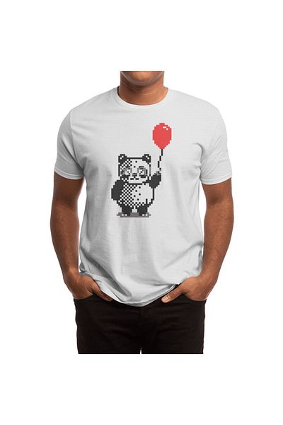 Fizello Tricou pentru bărbați și femei - Tricou unisex alb Pixel Art Panda și Red Bubbles