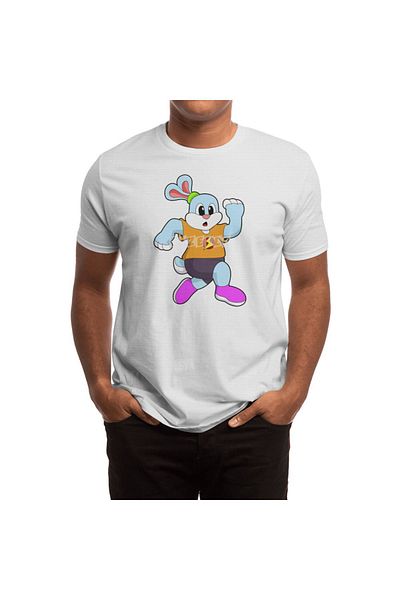 Fizello Tricou alb unisex pentru bărbați și femei - Rabbit At Running Design