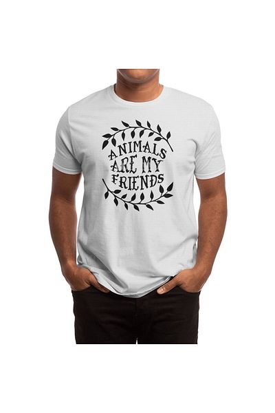 Fizello Tricou alb unisex „Animals Are My Friends” pentru bărbați și femei