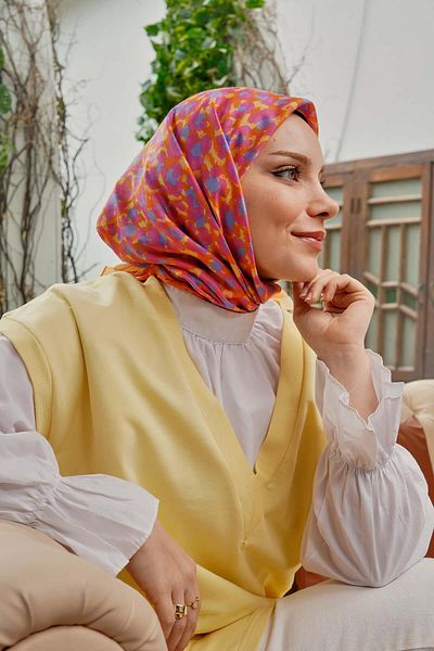AFVENTE Pink Patterned Spotted Soft Cotton Scarf