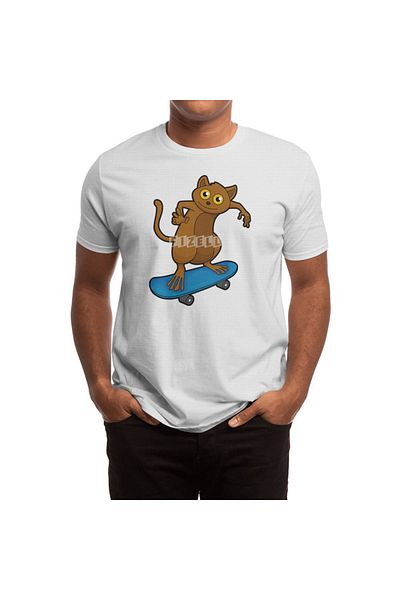 Fizello Tarsier Skater - Λευκό μπλουζάκι για άνδρες και γυναίκες, Unisex Skateboard Decoltes
