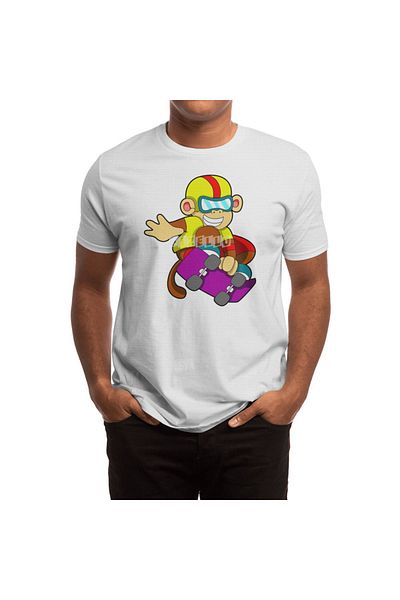 Fizello Μπλουζάκι White Monkey Skater για άνδρες και γυναίκες - Unisex μπλουζάκι με Skateboard και κράνος
