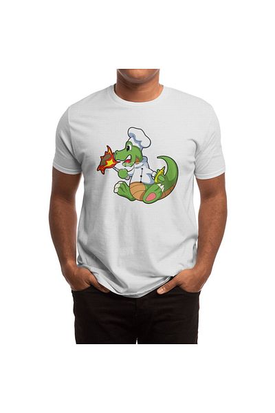 Fizello Tricou Dragon Chef pentru bărbați și femei - alb unisex, model șorț de gătit