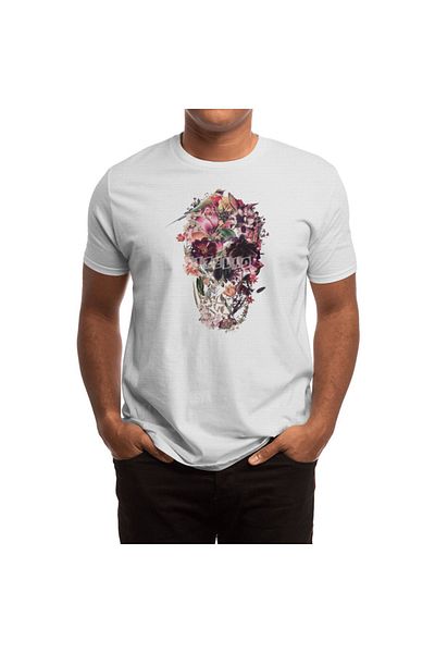 Fizello Tricou alb unisex - Skull Light, tricou pentru bărbați și femei