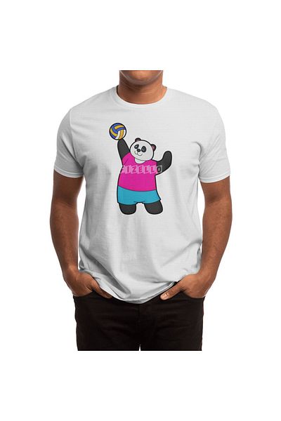 Fizello Ανδρικό και γυναικείο μπλουζάκι Panda Volleyball Shoulder - Unisex Λευκό T-shirt