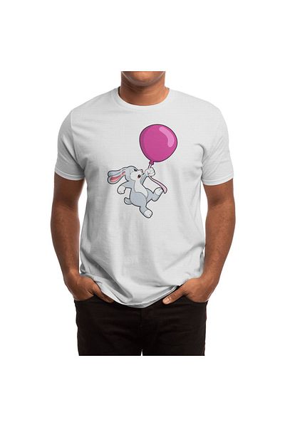 Fizello Ανδρικό και γυναικείο λευκό μπλουζάκι - Rabbit With Balloon Unisex Design