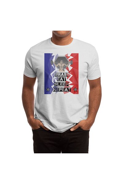 Fizello Λευκό μπλουζάκι Unisex - Train Eat Sleep Repeat