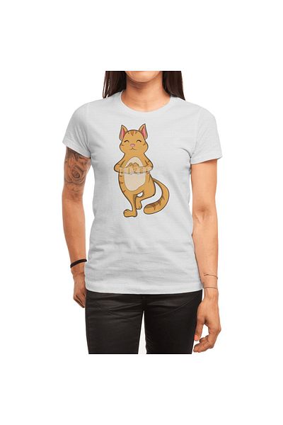 Fizello Λευκό μπλουζάκι Unisex Άσκησης Cat Yoga για άνδρες και γυναίκες