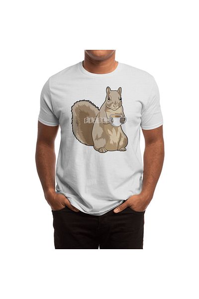 Fizello Tricou cu model Squirrel Coffee Cup pentru bărbați și femei - Tricou alb unisex