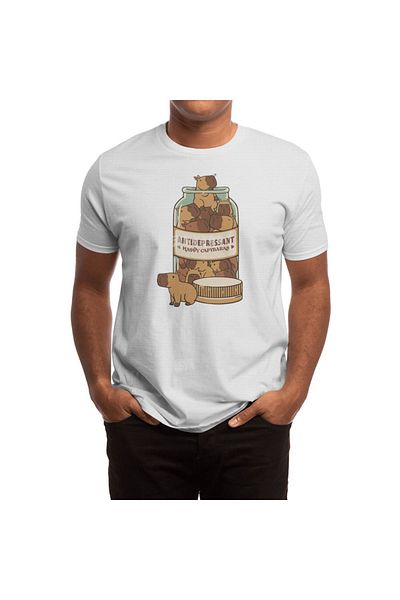 Fizello Αντιπαραθλιπτικό T-Shirt Capybara Pattern για άνδρες και γυναίκες - Unisex Λευκό T-shirt