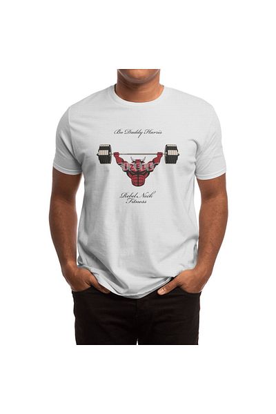 Fizello Rebel Neck Fitness - Λευκό μπλουζάκι για άνδρες και γυναίκες, κανονική εφαρμογή Unisex