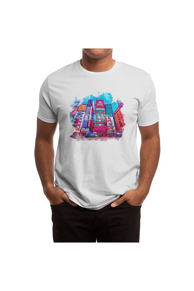 Fizello Ιαπωνικό Colorful Street City - Λευκό μπλουζάκι για άνδρες και γυναίκες, Unisex