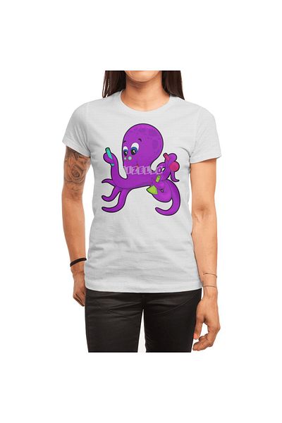 Fizello Octopus - T-shirt για άνδρες και γυναίκες, Unisex λευκό μπλουζάκι, σχέδιο εργαστηριακού εξοπλισμού