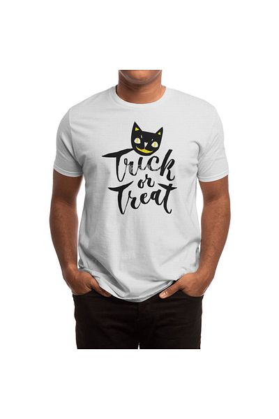 Fizello Trick Or Treat - Λευκό μπλουζάκι Unisex για άνδρες, γυναίκες - Σχέδιο χειρογράφου