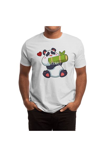 Fizello Λευκό μπλουζάκι Unisex με μοτίβο Panda Bamboo Heart για άνδρες και γυναίκες