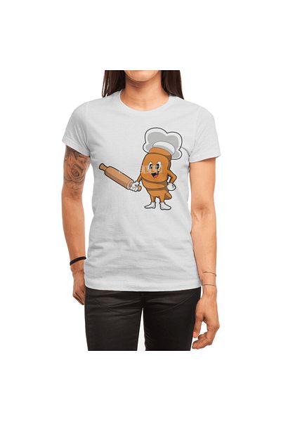 Fizello Λευκό μπλουζάκι για άνδρες και γυναίκες - Bread As Cook With Rolling Pin Design