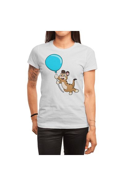 Fizello Tricou alb cu imprimeu cu balon cu guler Meerkat pentru bărbați și femei
