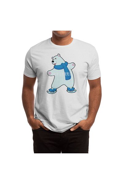 Fizello Λευκό μπλουζάκι Polar Bear Ice Skating Scarf Unisex
