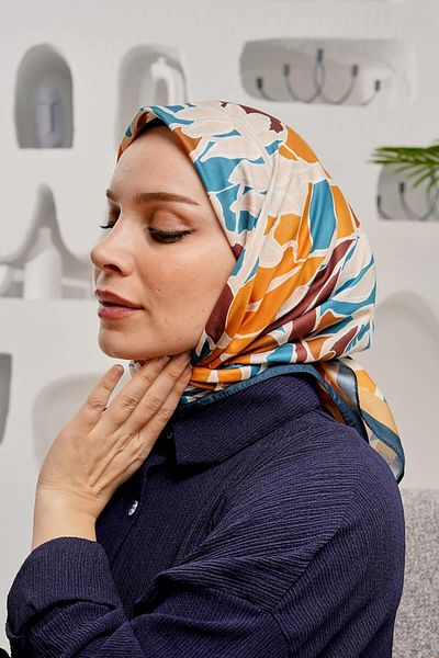 AFVENTE Leaf Pattern Yellow Soft Cotton Scarf