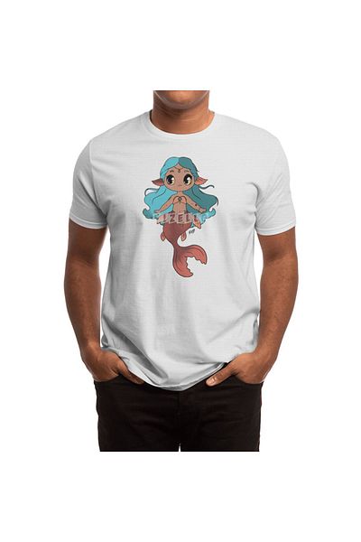 Fizello Tricou alb cu model sirenă Kawaii Koi pentru bărbați și femei