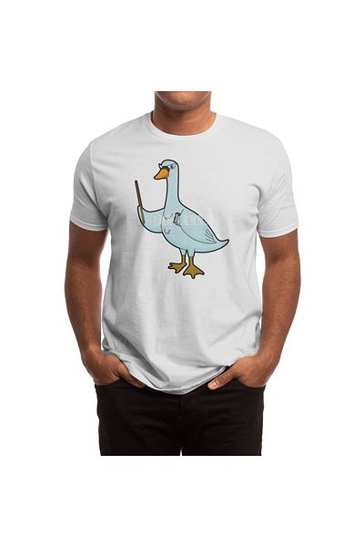 Fizello Tricou alb unisex pentru bărbați și femei - lebădă ca profesor cu carte și indicator