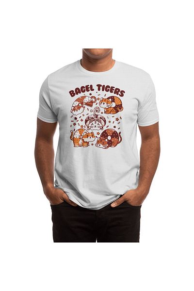 Fizello Λευκό μπλουζάκι Bagel Tigers Breakfast Animals Unisex