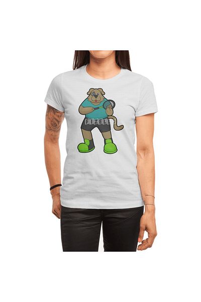 Fizello Unisex White T-Shirt - Dog as Tennis Player, with Tennis Racket