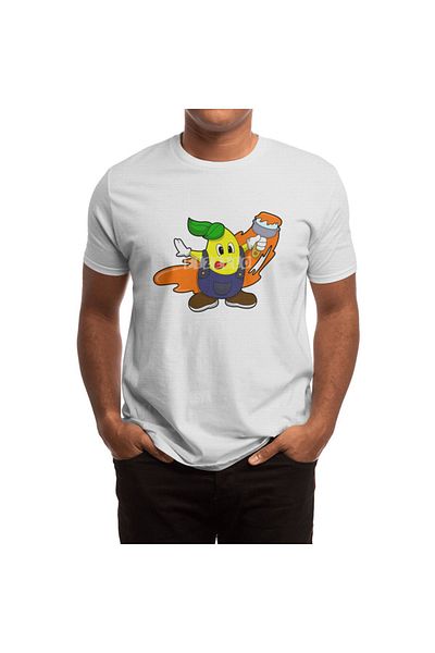 Fizello Pear As Painter - Tricou alb unisex, bărbați și femei, cu design cu pensulă