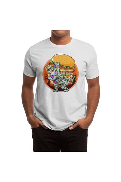 Fizello Λευκό μπλουζάκι Unisex Burger με σχέδιο Halloween Mummy Dog