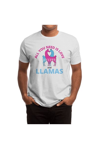 Fizello Όλα όσα χρειάζεστε είναι Love and Llamas Print Unisex Λευκό μπλουζάκι για άνδρες και γυναίκες