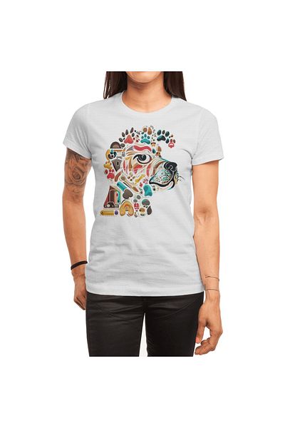 Fizello Μπλουζάκι για άνδρες και γυναίκες - Paw Print Collage, Dog Lover's Delight, Unisex Λευκό T-shirt