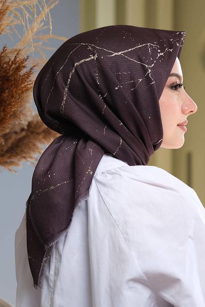 AFVENTE Marble Pattern Black Cotton Scarf