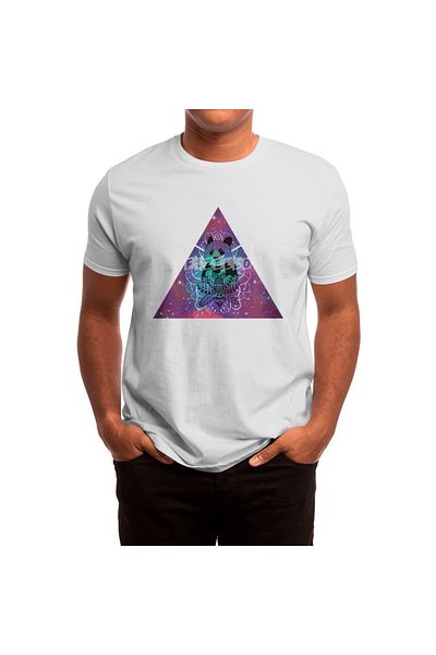 Fizello Μπλουζάκι Black Panda Watercolor Space Background για άνδρες και γυναίκες - Unisex Λευκό T-shirt