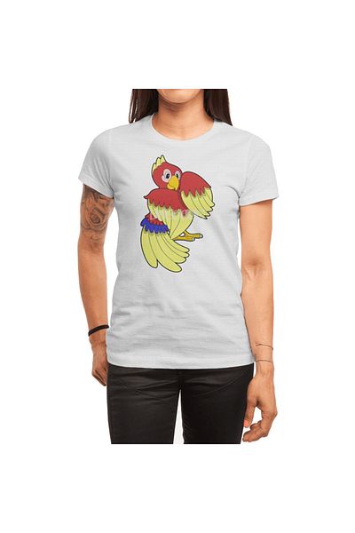 Fizello Tricou alb unisex Parrot Red Yellow pentru bărbați și femei