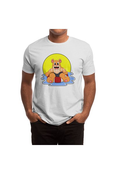 Fizello Ανδρικό και γυναικείο λευκό μπλουζάκι - Bear Swimming with Swim Ring Unisex T-shirt