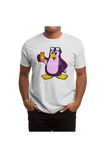 Fizello Λευκό μπλουζάκι Penguin Suncream and Sunglasses Pattern για άνδρες και γυναίκες