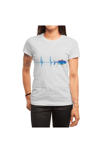 Fizello Λευκό μπλουζάκι Bluefin Tuna Heartbeat με σχέδιο Unisex