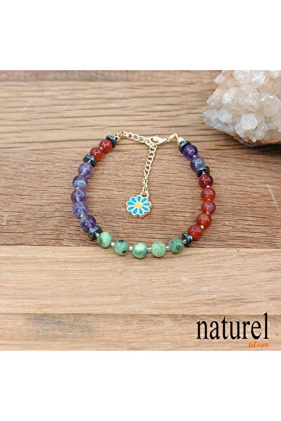 Naturel Tılsım Amethyst-Agate-Canada Jade Natural Stone Necklace
