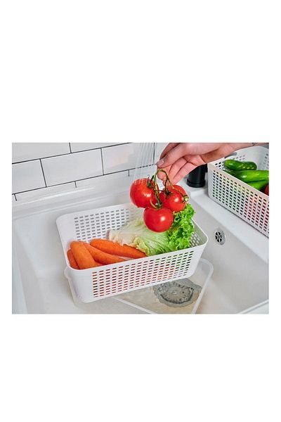 Hane216 2 Pieces Organizer with Strainer, Refrigerator Organizer and Fresh Produce Storage Container 5 Lt