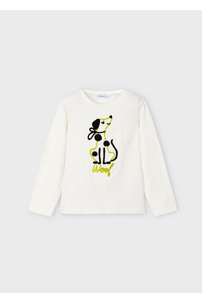 MAYORAL Tricou pentru fete - Mânecă lungă - Alb