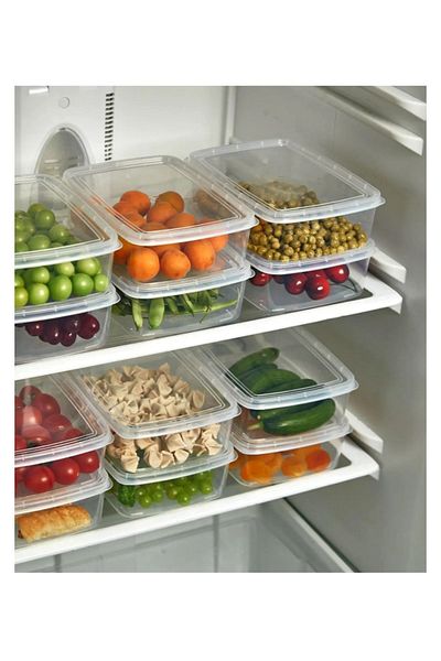 Hane216 5 Pieces Frozen Lunch Food Meat and Vegetable Storage Container 1000 ml - Portion Freezer Mincer Box